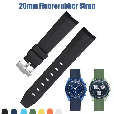 20mm Fluorine rubber watch Strap For Omega Swatch Moonswatch Rolex Submariner Watchband sport Bracel