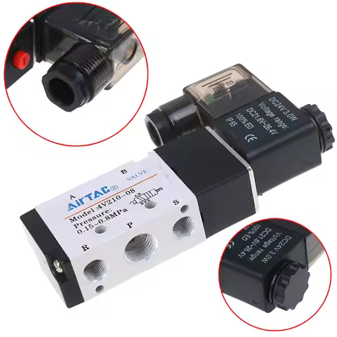 1Pc New 5 Way 2 Position 1/4'' Airtac Solenoid Valve 4V210-08 DC24V.
