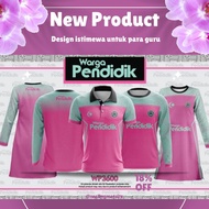 Baju  Labuh Murah Plus Size 2023 Warga Pendidik  Collar Short Sleeve Long Sleeve Untuk Guru Pendidik Malaysia Jersey Tshirt Muslimah Jersey Microfibre Plain Pink