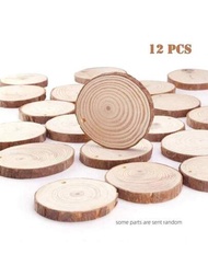12入組粗重天然松木圓形未完成木片,帶有樹皮的diy工藝婚禮派對及塗畫用品,9-10cm