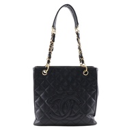 二手香奈兒 PST 鏈條托特單肩包，Matelasse 材質，A20994，魚子醬皮革，黑色，意大利製造，A5 尺寸，磁扣，女士。