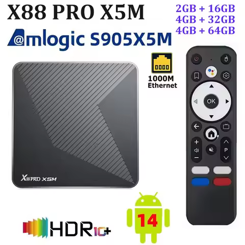X88 PRO X5M Al-SR TV Box Android 14 Amlogic S905X5M 4G 64G Smart Media Player 2.4G&5G Dual Wifi 1000
