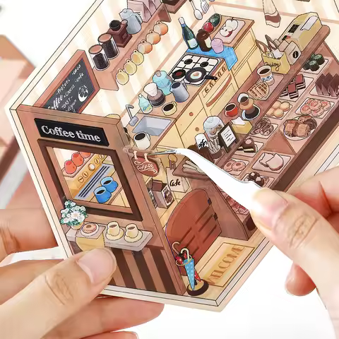 Kawaii Corner Room 3D Corner store Landscape Sticker DIY Pocket Cabin Scene festival gift