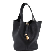HERMES Picotin Lock 中型手提包 W Taurillon Clemence 黑色二手 GHW