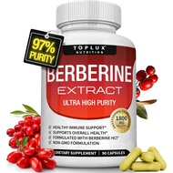 Suplemen Berberine 1800mg - Berberine HCL 97% Diuji Ekstrak Berberine Ketulenan Ultra Keseluruhan, B