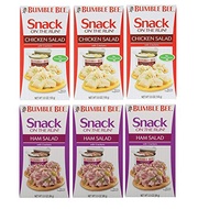 Bumble Bee Snack Pack Combo: 3 Boxes Each of Bumble Bee Chicken Salad Kits Plus Bumble Bee Ham Salad Kits. Convenient One-Stop Shopping. Easy to Source these Ultra Popular Ready Snacks.