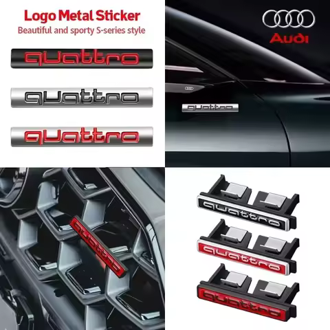 6 colors Metal Quattro Logo Front Grill Badge Emblem Sticker Decals for Audi QUATTRO Sline RS A4 B8 