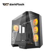 darkFlash DY470 星際曜石 黑 全景玻璃機殼 (ATX/Type-C/內建風扇側3後1/支援背插主板/ARGB燈光/內建顯卡支架/顯卡410mm/塔散175mm)