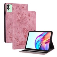 全城熱賣 - 適用於Tecno Megapad 11 壓印蝴蝶玫瑰花平板皮套（粉色）
