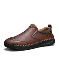 [Plus Size 45-46] Men's Shoes Plus Size Hand-Stitched Casual Shoes Soft-Soled Wide-Toe Business Leat