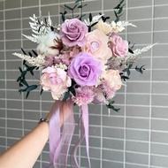 仙氣款/永生花紫色捧花/新娘捧花/登記結婚