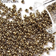 1pound 8/0 Glass Seed Beads Metallic Colours Camel 3mm Hole: 1mm about 10000pcs/pound
