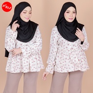 KM Free Size Women Blouse Tiara Long Sleeves Round Neck [B8577]