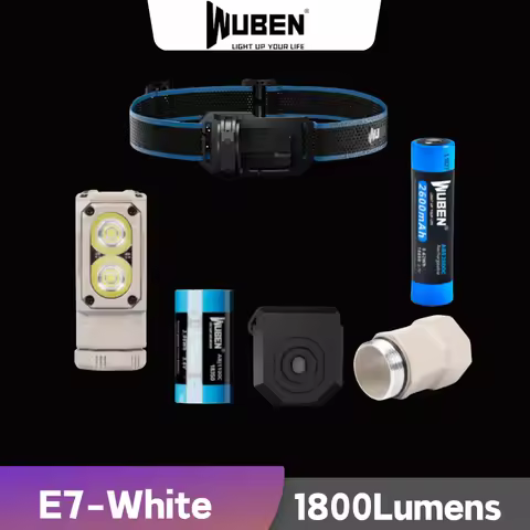 Wuben E7 1800Lumens Headlamp&Flashlight Recheargeable Troch Light（White Cold White:5000K）