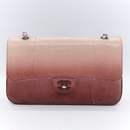 Chanel 香奈兒 經典翻蓋 粉紅漸層 蟒蛇皮 翻蓋包 肩背包