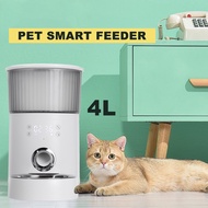 White/Black 4L Automatic Smart Pet Food Feeder Cats Dog Food Dispense Water Bowl Timing Remote Feeding Electric Dry Food Dispenser Feed