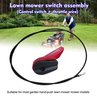 ​Podoy Lawn Mower Throttle Cable Control Switch Lever Handle Kit Universal 65" for Electric Petrol L