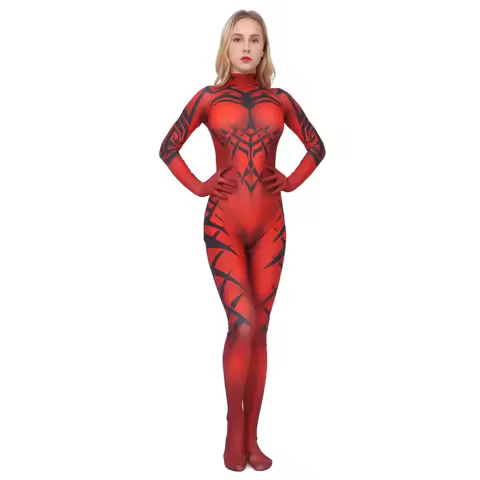 Darth Talon Red Jumpsuit Cosplay Costume Long Sleeve Bodysuit Anime Characters Halloween Masquerade 
