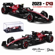 [NEW] Bburago Pilihan Popular 1:43 F1 2025 24 # Zhou Guanyu Alfa Romeo F1 Pasukan Pancang C43 77 # D