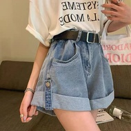 High Waist Loose Fit Denim Shorts Summer plus Size Womens Clothing Harem Style Wide Leg Hot Pants Cu
