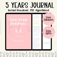 5 Years Journal, Hyperlinked Pdf Digital Planner Undated Notepad Notebook Diary Goodnotes Android
