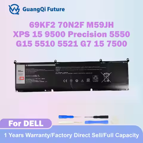 69KF2 86Wh 7167mAh New Battery For Dell XPS 15 9500 Precision 5550 G15 5510 5521 G7 15 7500 70N2F M5