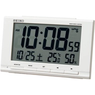 Seiko Clock SQ789W Table Clock, White, 9.1 x 14.8 x 4.7 cm, Alarm Clock, Radio, Digital, Calendar, Temperature and Humidity Display