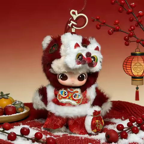 For Have A Good Run Series Lion Outfit Set - Chinese Style New Year Costume for Skullpanda Labubu Di