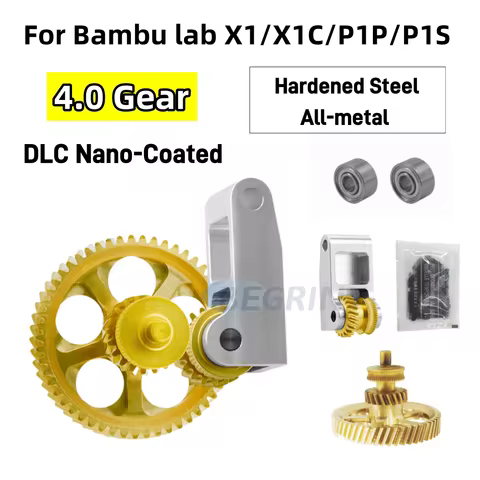 Upgrade Hardened Steel Extruder Gear Assembly Wear-resisting DLC Nano-Coated For Bambu Lab P1S P1P X