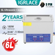 IGRLACE 6L Ultrasonic Cleaning Machine Digital Ultra Sonic Cleaner Timer High Frequency Vibration 45