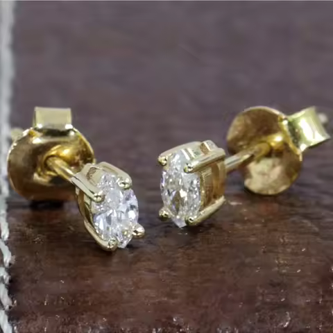 14K Gold Marquise CVD HPHT Lab Diamond 0.6ctw Stud Earrings for Women Simple and Elegant Wedding Acc