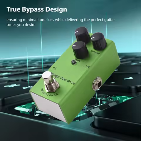Guitar Vintage Overdrive Effects Pedal Drive/Volume/ Controls Knob DC 9V 6.35mm Input/Output Interfa