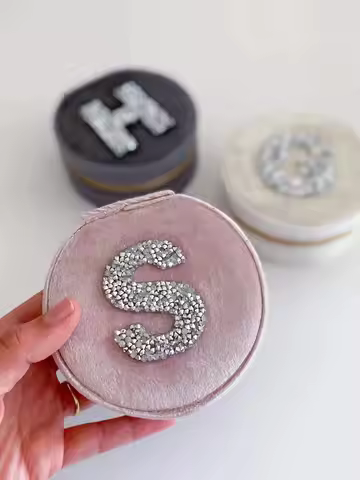Personalised velvet jewellery box with initial / Wedding Bride gift / Bridesmaid Proposal / Jewelry 