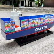 CMA CGM 30cm wooden cargo container ship model, marine cargo ship, desktop gift