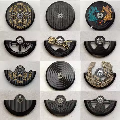 Black NH35 Movement Rotor Hammer Parts Fit for NH36 NH38 NH39 4R35 7S26 NH35 Movement Oscillating We