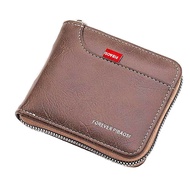 MenBense Mens Wallet Wax Oil PU Leather Wallets Classic Fashion Purse with Coin Pocket Retro Zipper 