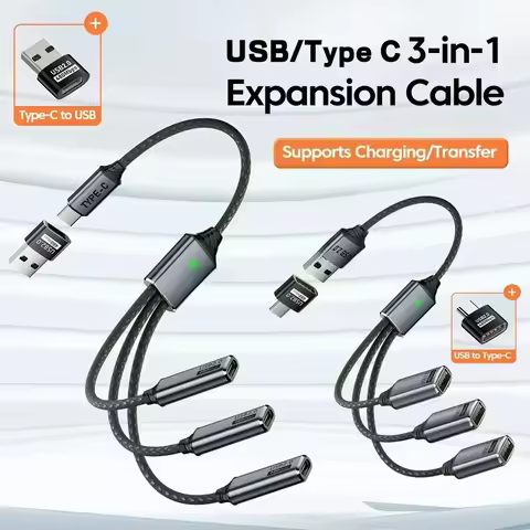 3 in 1 USB Type C HUB Expansion Cable Multi Ports Splitter Expander Phone Charger Power Adapter OTG 