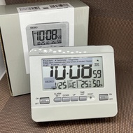 [TimeYourTime] Seiko Digital Clock QHL086NL Grey Alarm Snooze Light Thermometer Hygrometer Standing &amp; Wall Clock QHL086N QHL086