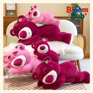 【Ready Stock】 草莓熊毛绒玩偶 Strawberry Bear Plush Toy Soft Rabbit Fur Lying Lotso Doll Giant Sleeping Body