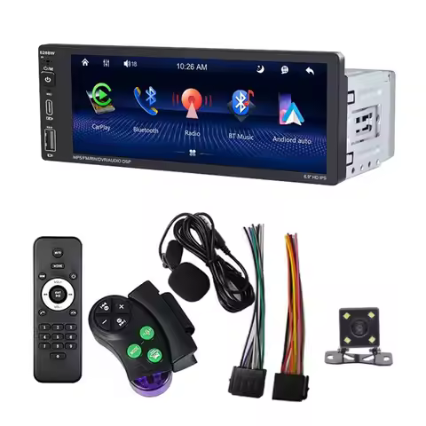 A77E-6.9 Inch Wireless Carplay Car Stereo Single Din Touchscreen Car Radio, Android Auto Bluetooth M