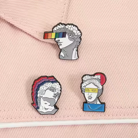 LGBT Pride Art Statue Enamel Pins Rainbow David Sculpture Brooches Lapel Badge Fashion Jewelry Acces