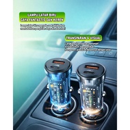 Batok Saver Newtech NT-C85Q 30W (USB+PD) Transparent Metal Car Charger Batok 2 Port USB+Type c Super