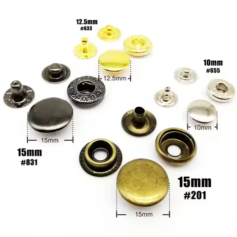 25 sets 10/12.5/15mm #633 655 831 201 Metal Sewing Press Fastener Snap Button Popper Leather Bag Clo