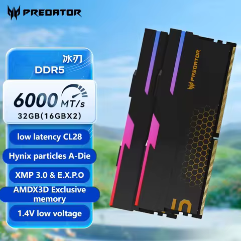 PREDATOR RGB DDR5 RAM Memory 32GB(2x16GB) 6000MHz, CL28, Gaming Computer Memory Compatible with XMP 