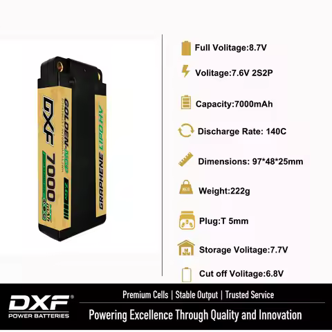 DXF 2S 7.6V 5mm Bullet Graphene 9200mah 10000mah 8400mah 7000mah 6600mah 6300mah Lipo Battery Compet