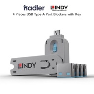Lindy USB A Port Blocker Blue 40452 (4 Pack + 1 Key) USB Security Lock System