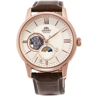 Classic Orient Sun and Moon Open Heart Dial RA-AS0009S10B RA-AS0009S Leather Strap Watch