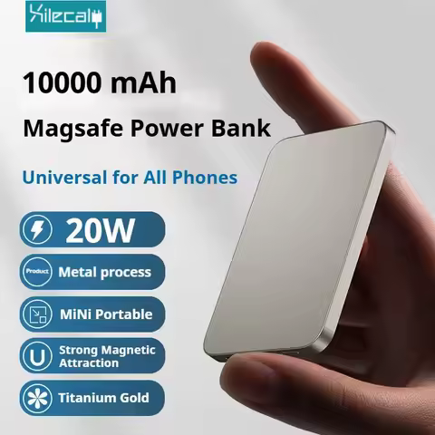 For Magsafe Power Bank 10000mAh 15W Wireless 20W PD Fast Charging Ultra-Thin Titanium Portable Charg
