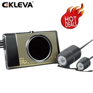 EKLEVA กล้องติดรถยนต์ DVR 3มอเตอร์ไซค์ Inch,Full HD 1280P + 720P Dual-Track มุมมองด้านหน้าและด้านหลั