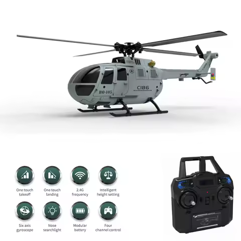 C186 RC Helicopter 2.4G 4CH BO105 Plane 4 Propellers 6 Axis Electronic Gyroscope for Stabilization R